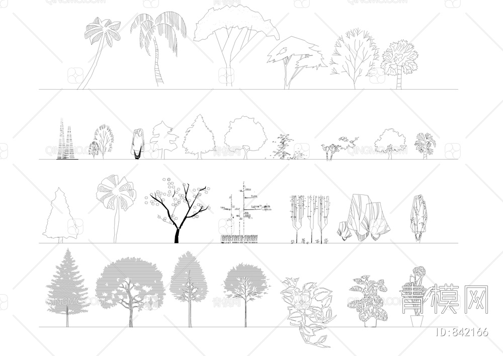 园林立面植物及平面图例【ID:842166】
