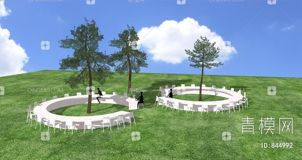 公园景观桌椅  林下树桌 公园构筑物 树池SU模型下载【ID:844992】