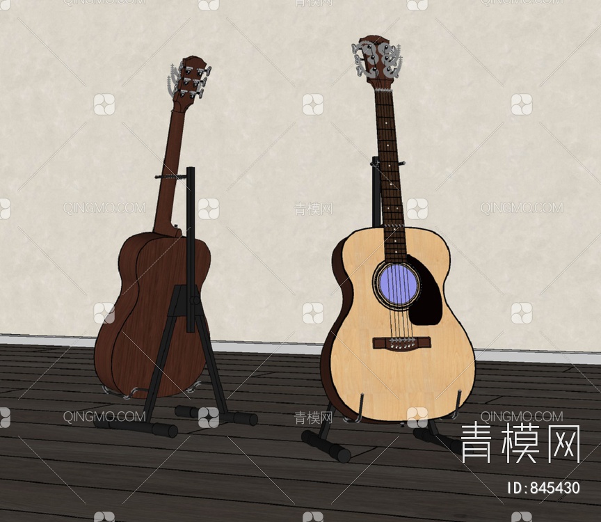 乐器民谣吉他SU模型下载【ID:845430】