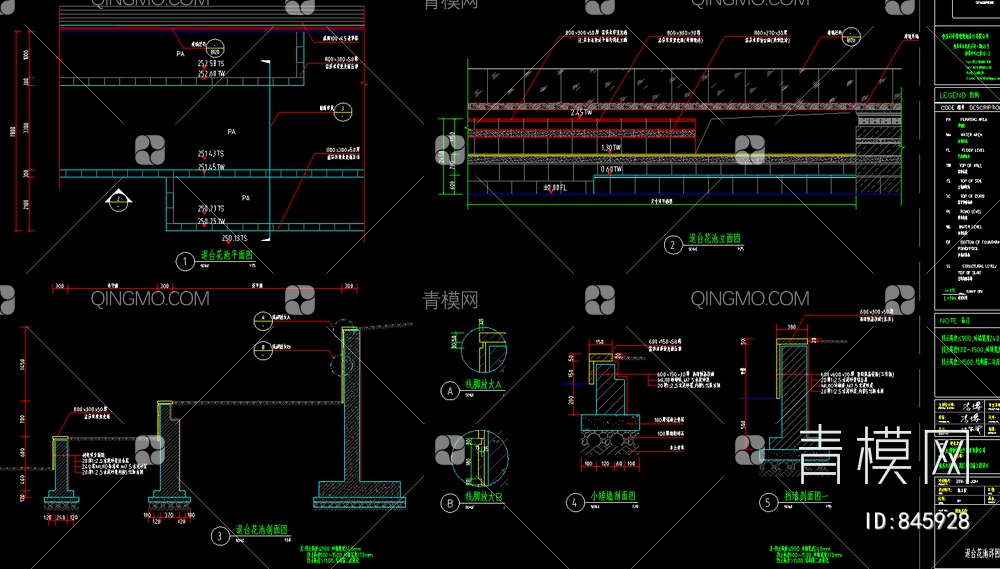退台花池施工图 花池施工图 花池详图 花池大样【ID:845928】
