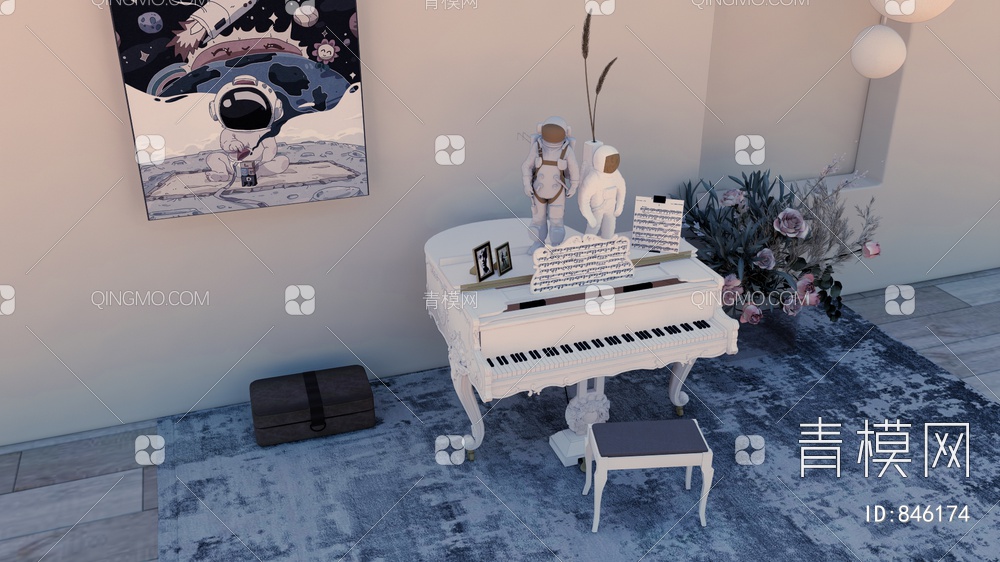 钢琴SU模型下载【ID:846174】
