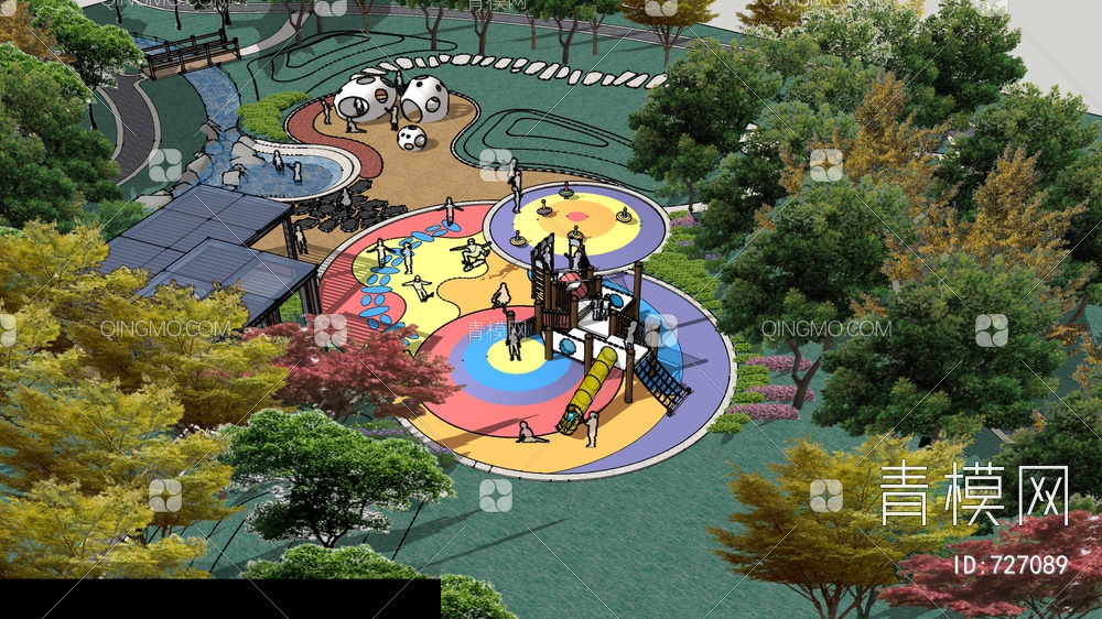 儿童体育活动游乐园广场SU模型下载【ID:727089】