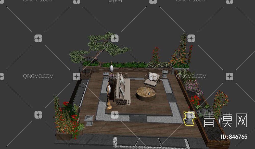 露台 花园3D模型下载【ID:846765】