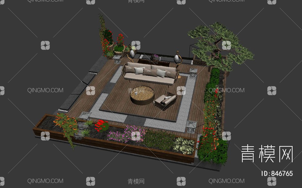露台 花园3D模型下载【ID:846765】