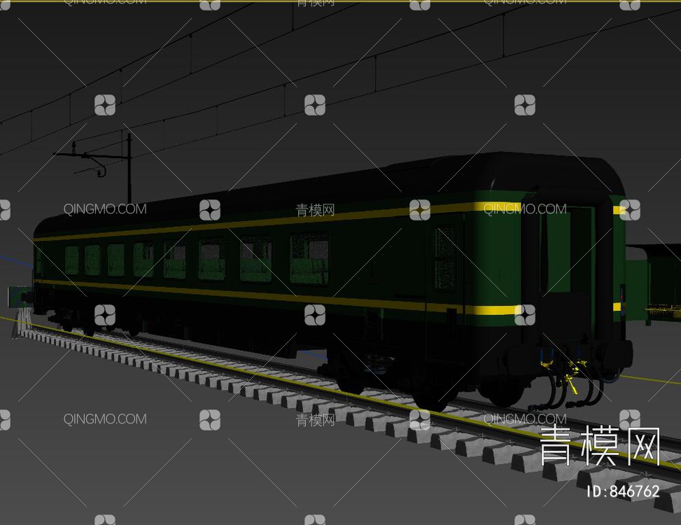 火车 绿皮火车 火车轨道3D模型下载【ID:846762】