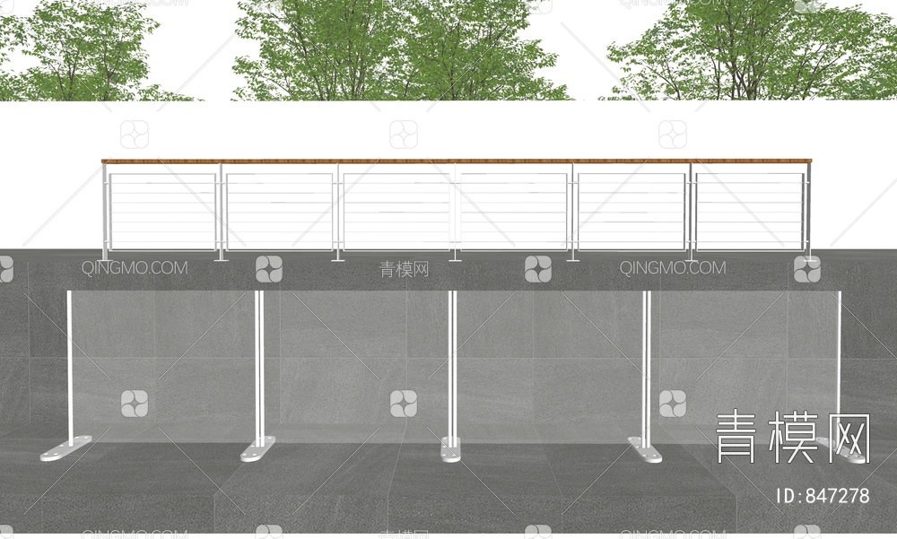 玻璃护栏 玻璃栏杆 栏杆 扶手SU模型下载【ID:847278】