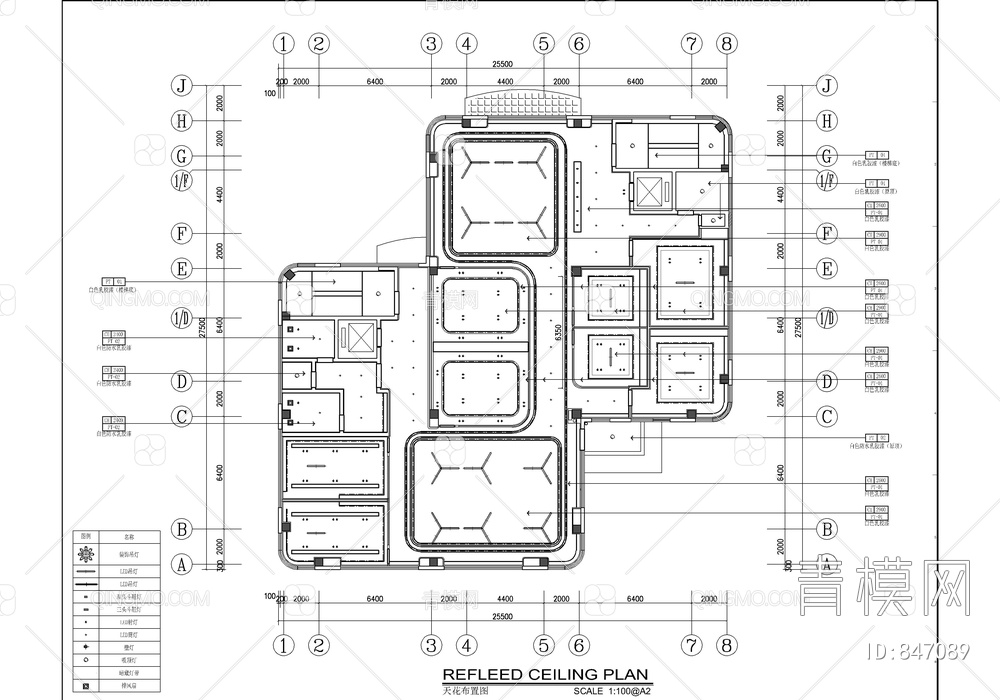 2200㎡（4层）商务办公写字楼室内施工图  办公室 食堂 会议室 水吧【ID:847089】