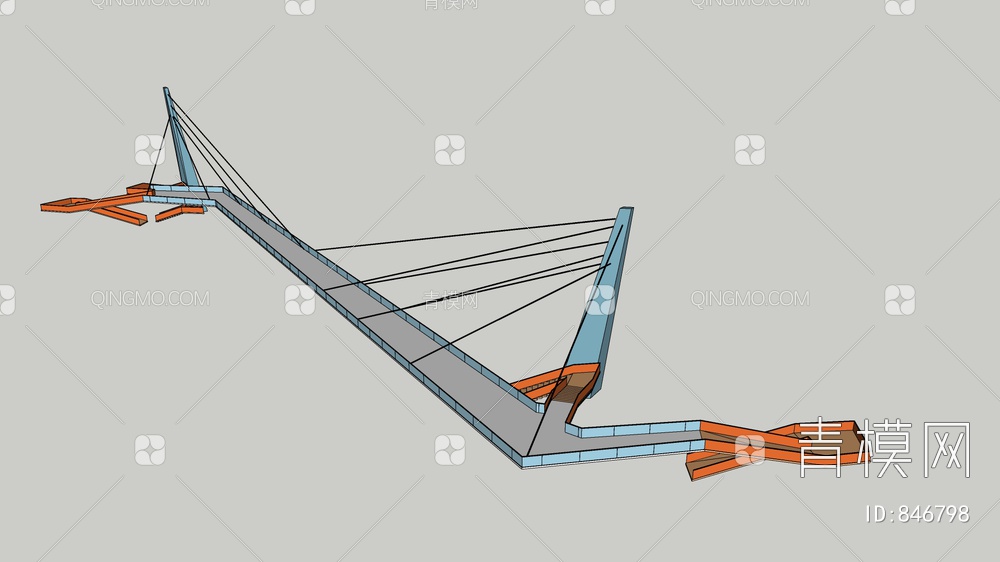 人行天桥 景观桥SU模型下载【ID:846798】