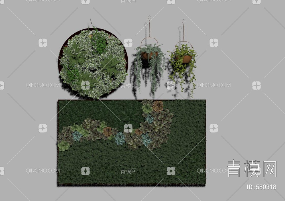 墙面绿植盆栽挂件3D模型下载【ID:580318】
