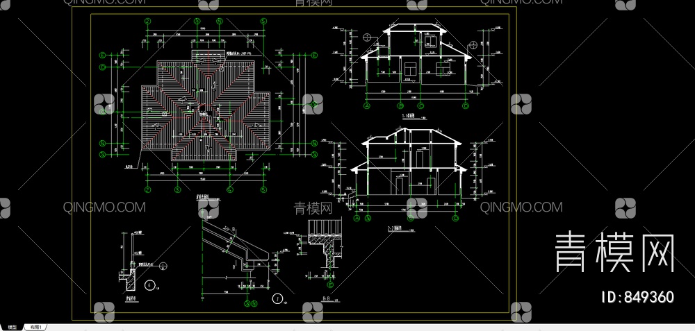 砖混结构别墅设计【ID:849360】