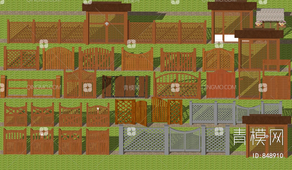 庭院木门组合SU模型下载【ID:848910】
