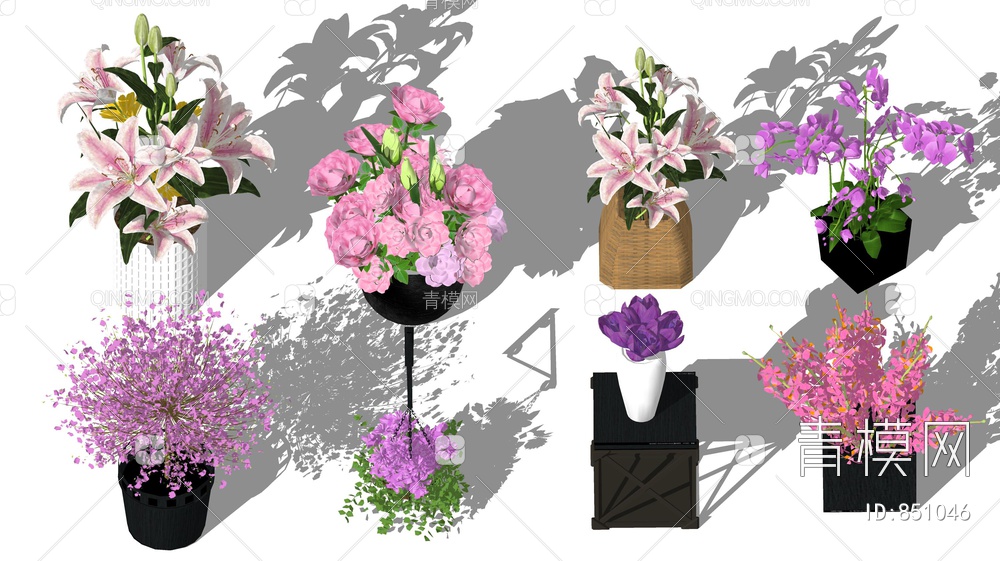 花卉 花瓶摆件SU模型下载【ID:851046】