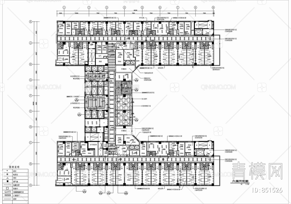 某医院住院部（3000㎡）CAD装修施工图【ID:851526】