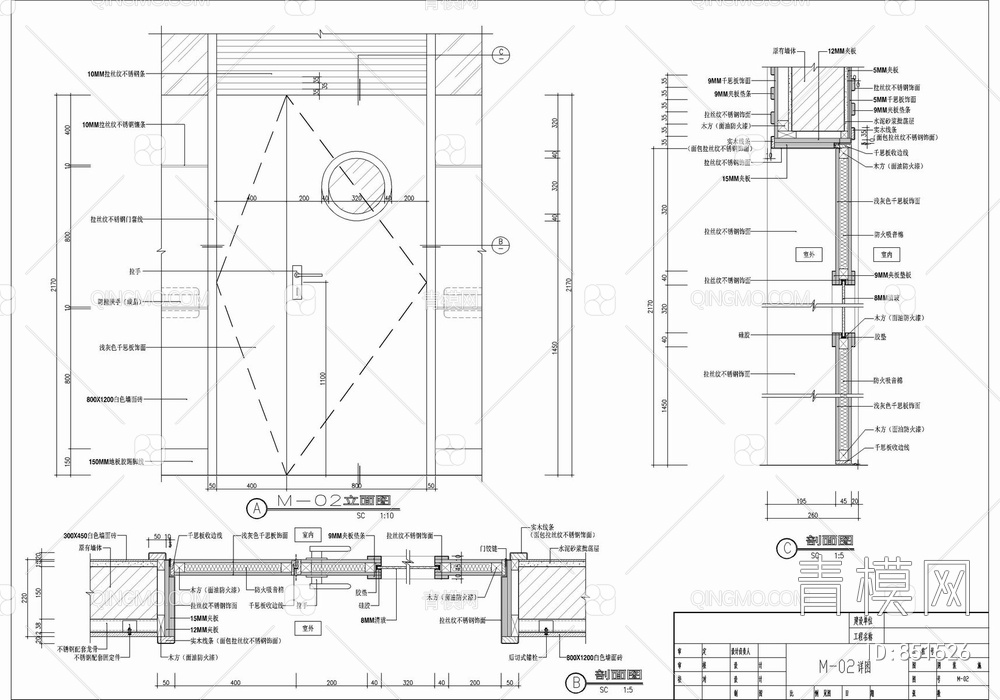 某医院住院部（3000㎡）CAD装修施工图【ID:851526】