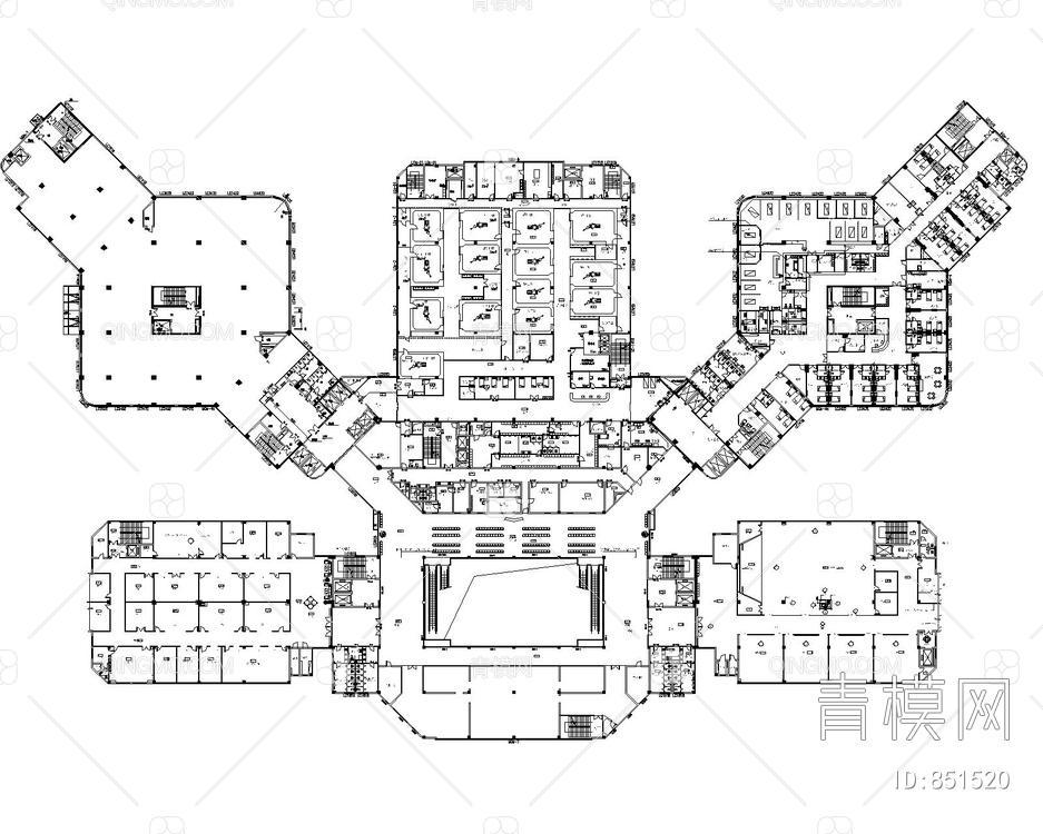 大型综合型医院（负2F~12F)平面设计图【ID:851520】