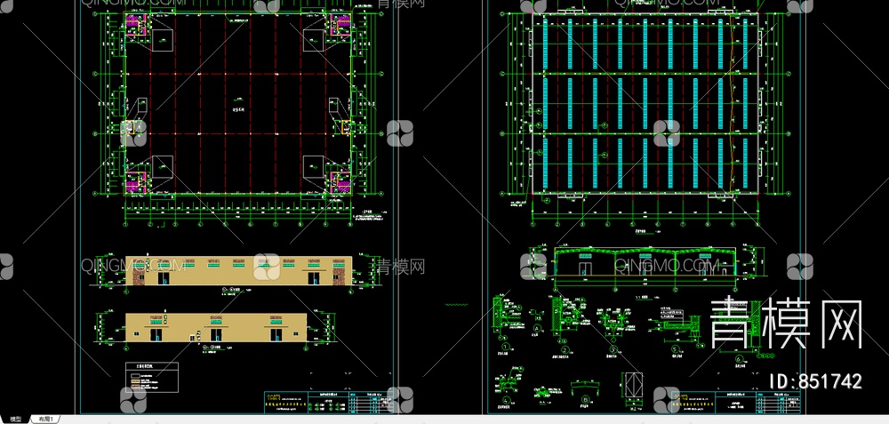 华都工业园钢结构工程CAD【ID:851742】