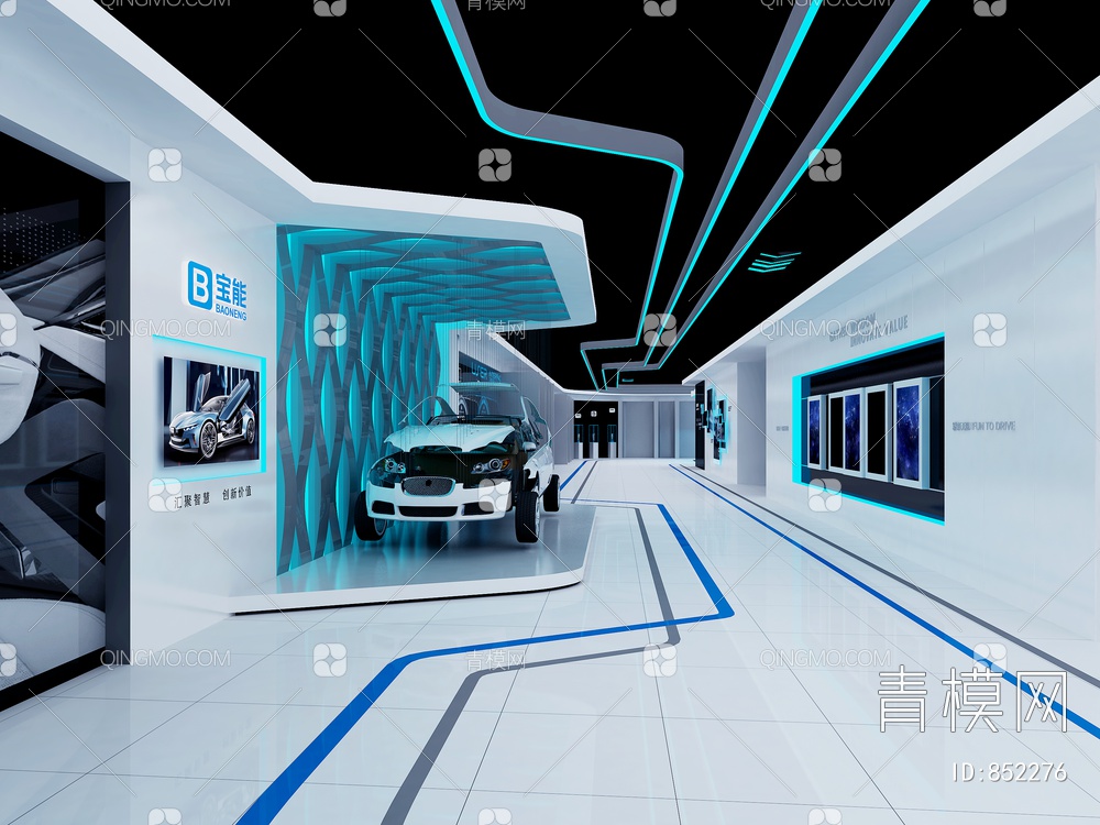 新能源汽车智能科技展览展厅3D模型下载【ID:852276】