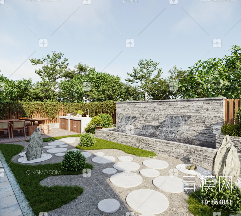 别墅 庭院 花园3D模型下载【ID:854841】