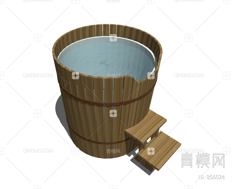 浴缸木质浴盆木桶SU模型下载【ID:856524】