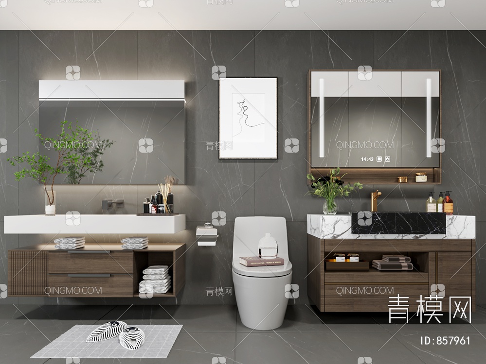 浴室柜，卫浴柜3D模型下载【ID:857961】