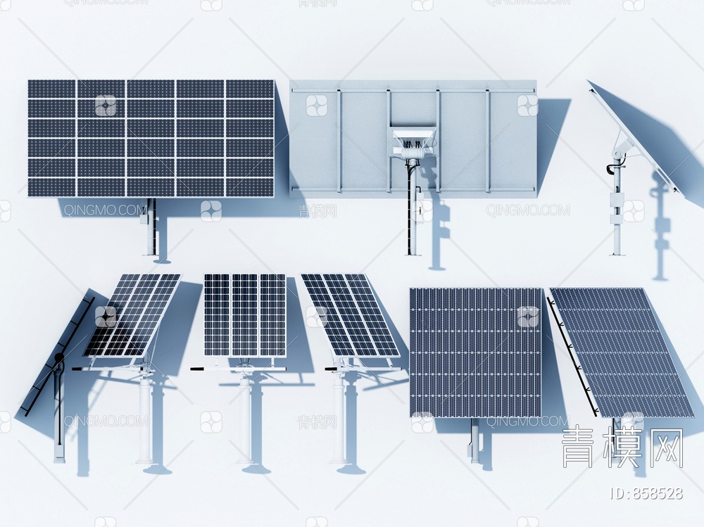 太阳能板 太阳能 太阳能设备 光伏板 电池板 太阳能加热 黑色太阳能3D模型下载【ID:858528】