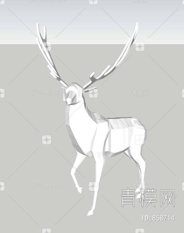 鹿 主景雕塑 小品 摆件SU模型下载【ID:858714】
