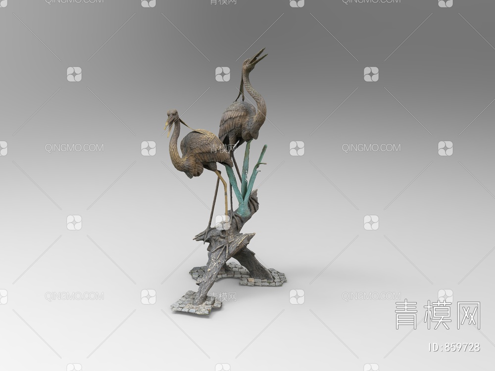苍鹭，灰鹭，鸟，雕塑3D模型下载【ID:859728】
