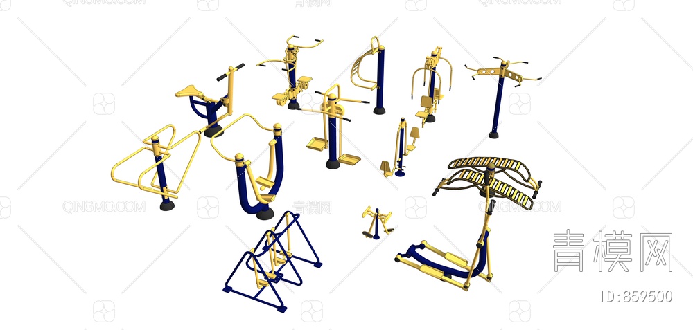 户外健身器材 公园健身器材 简易健身 健身器材  户外公园健身器材3D模型下载【ID:859500】