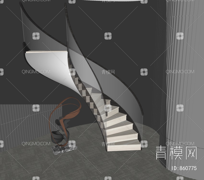 旋转楼梯SU模型下载【ID:860775】