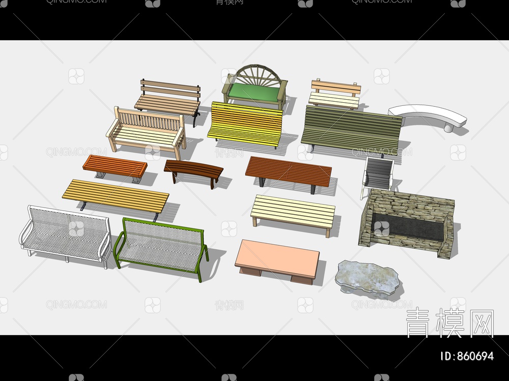 景观座椅SU模型下载【ID:860694】