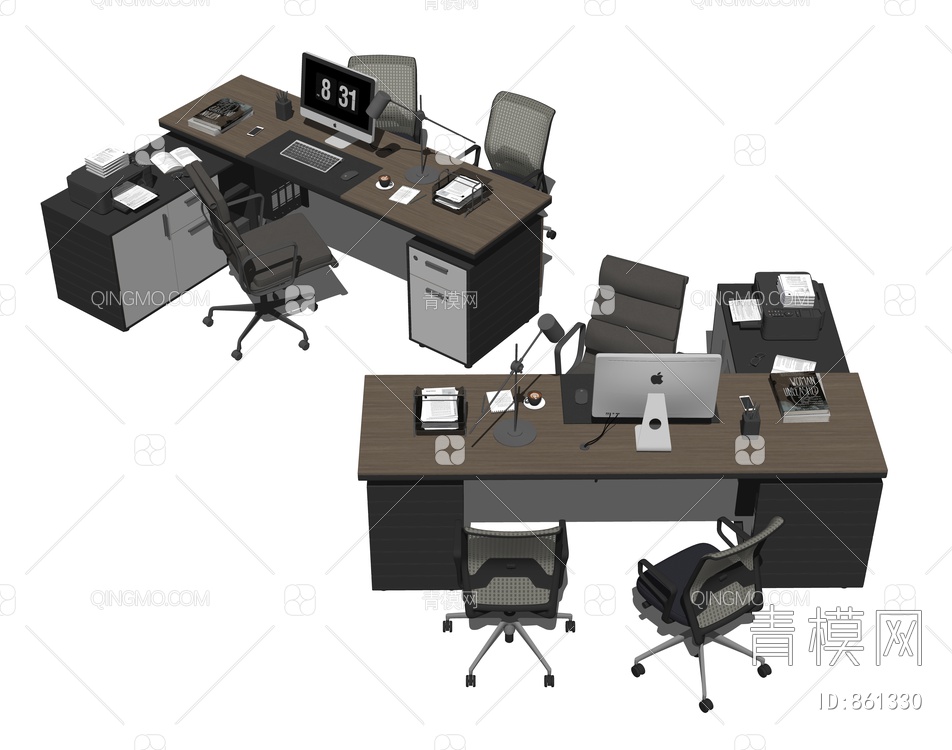 办公桌椅组合SU模型下载【ID:861330】
