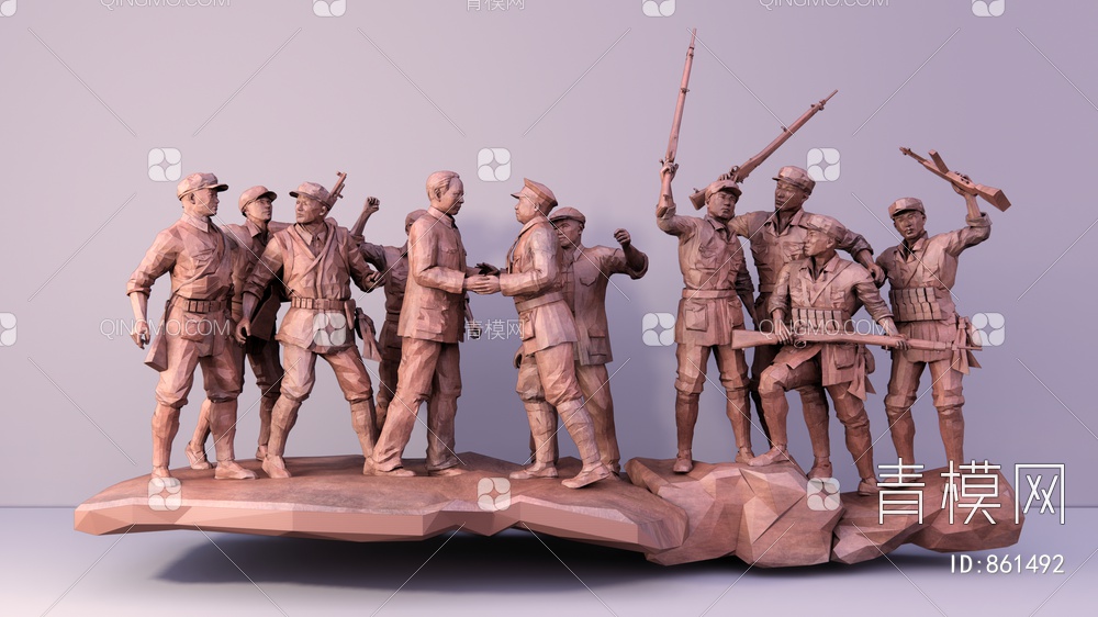 红军人物雕塑小品SU模型下载【ID:861492】
