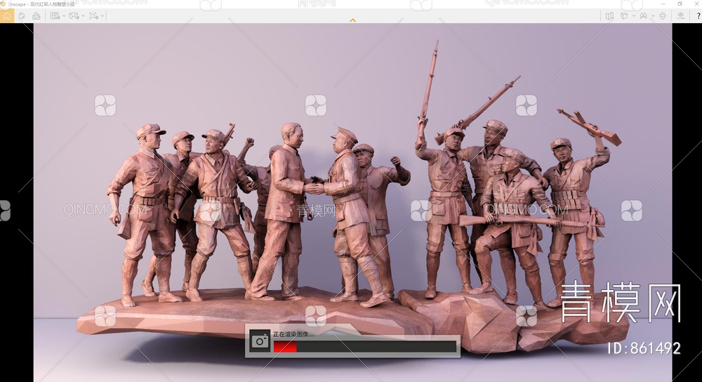 红军人物雕塑小品SU模型下载【ID:861492】