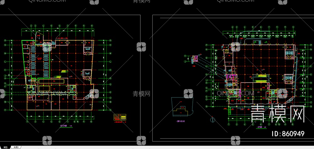 功能复杂的综合商业办公楼施工图【ID:860949】