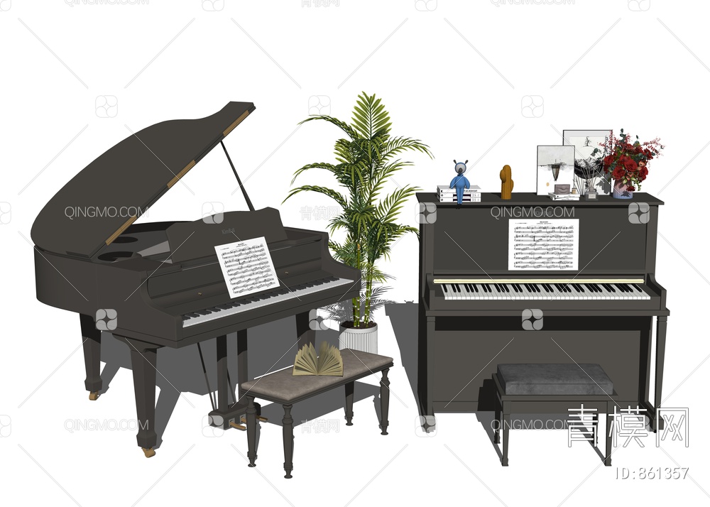钢琴SU模型下载【ID:861357】