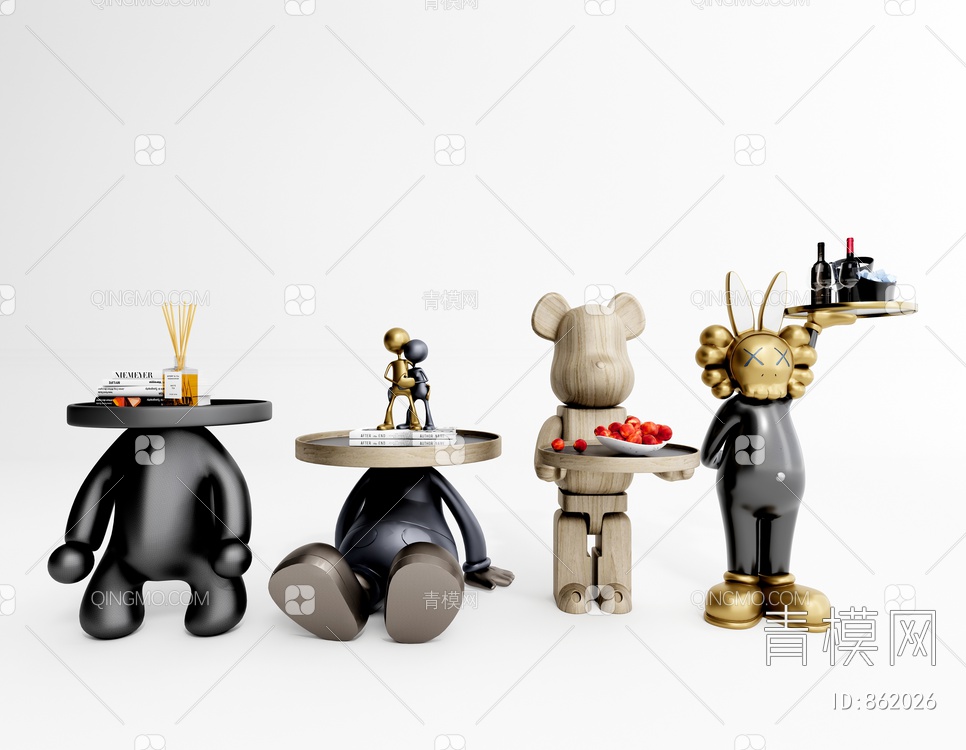 动物雕塑托盘SU模型下载【ID:862026】
