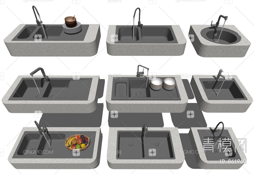 不锈钢水槽SU模型下载【ID:861960】