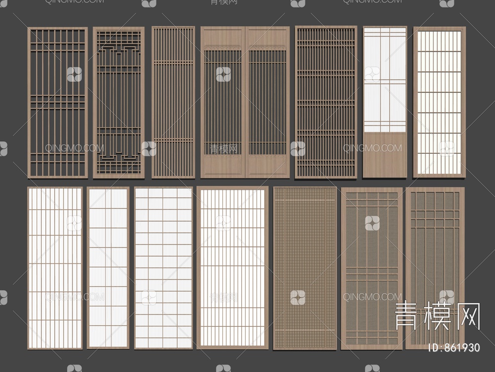 实木屏风 隔断SU模型下载【ID:861930】