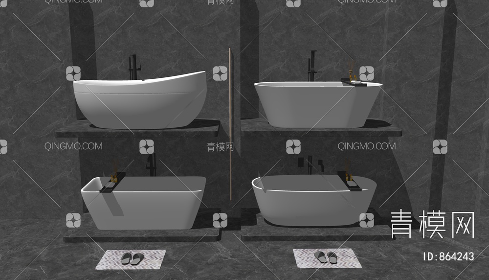 浴缸浴盆SU模型下载【ID:864243】