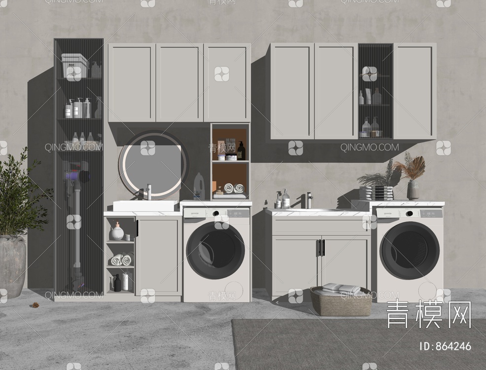 洗衣机柜组合SU模型下载【ID:864246】
