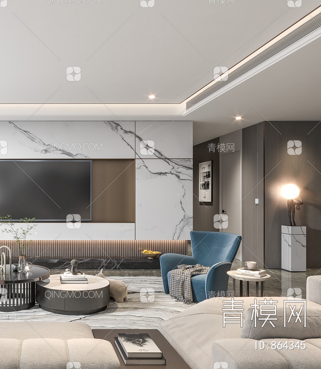客厅，沙发茶几，客厅，电视墙，背景墙3D模型下载【ID:864345】