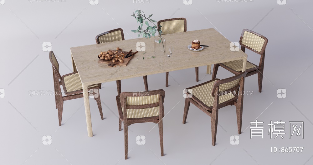 餐桌椅组合SU模型下载【ID:865707】