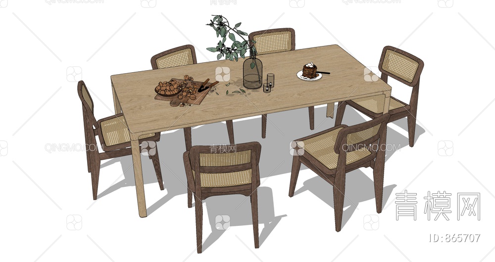 餐桌椅组合SU模型下载【ID:865707】