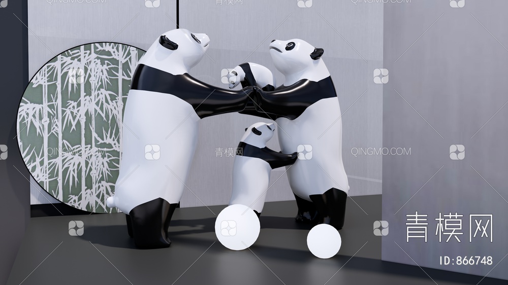 熊猫雕塑 摆件SU模型下载【ID:866748】