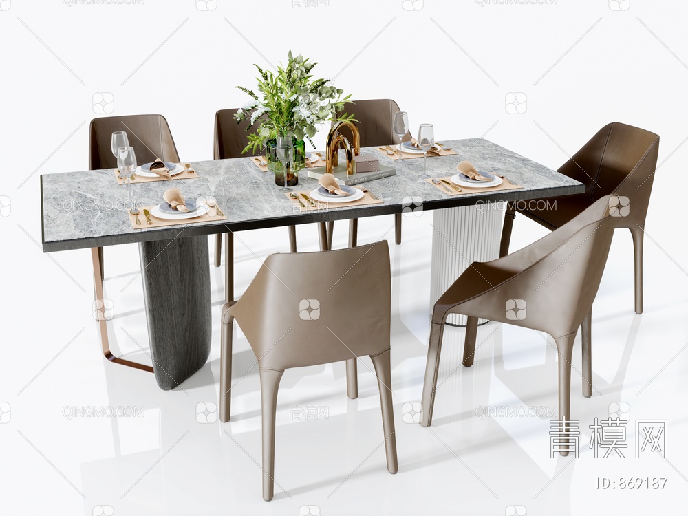 餐桌椅 餐具餐盘3D模型下载【ID:869187】