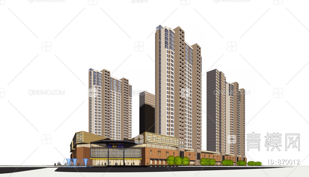 城市商业建筑规划SU模型下载【ID:870012】