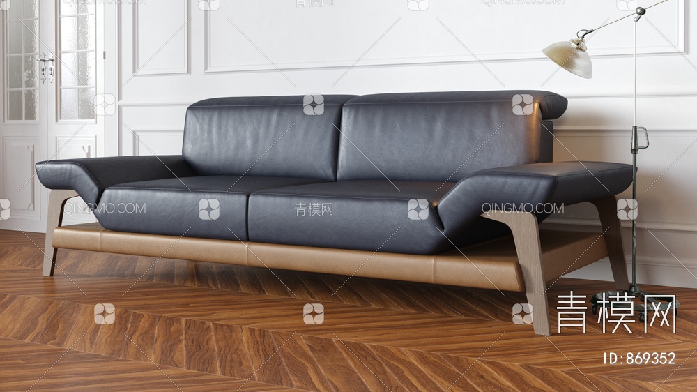 双人皮革沙发3D模型下载【ID:869352】