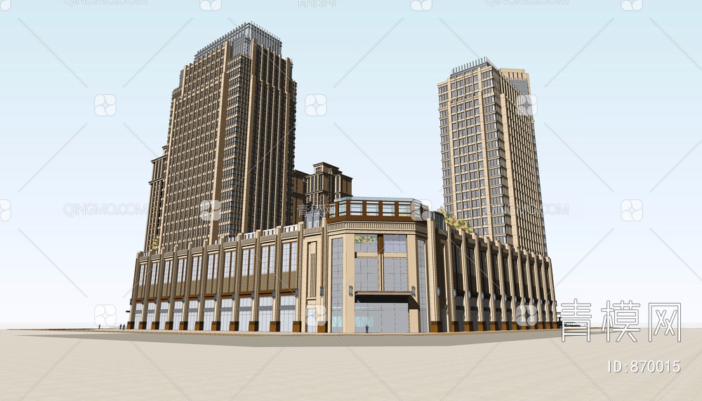 城市商业建筑规划SU模型下载【ID:870015】