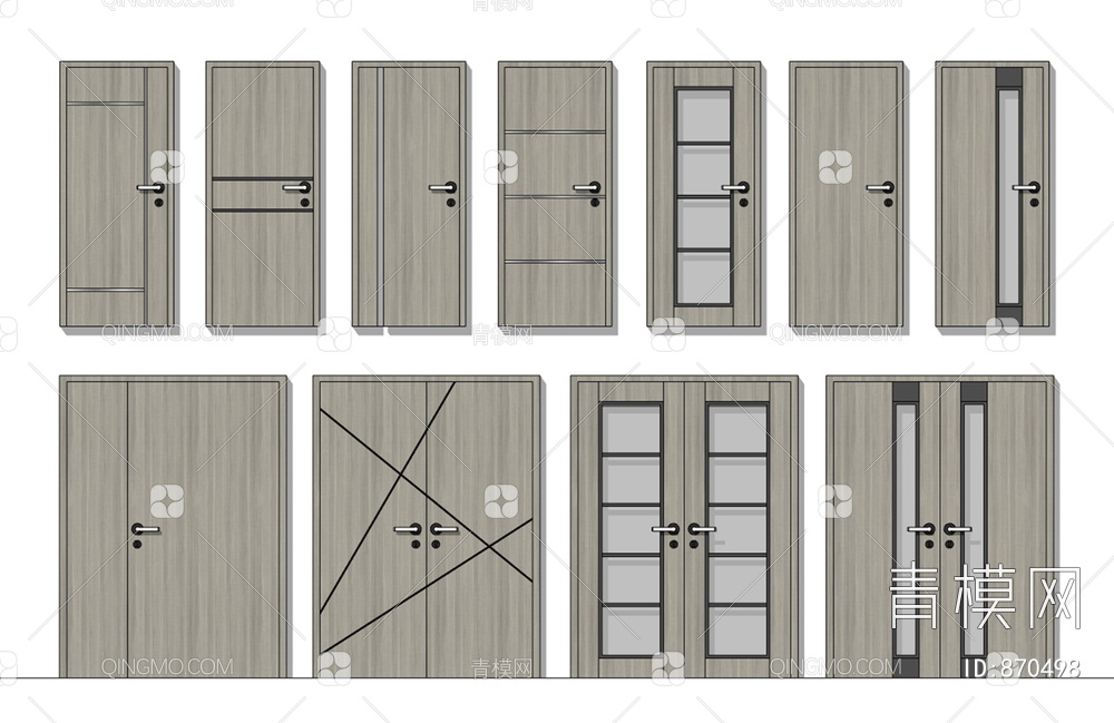 室内双开门SU模型下载【ID:870498】