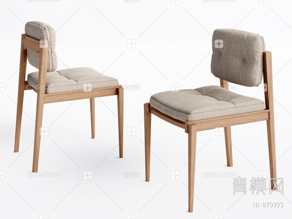 餐椅 实木单椅SU模型下载【ID:870993】